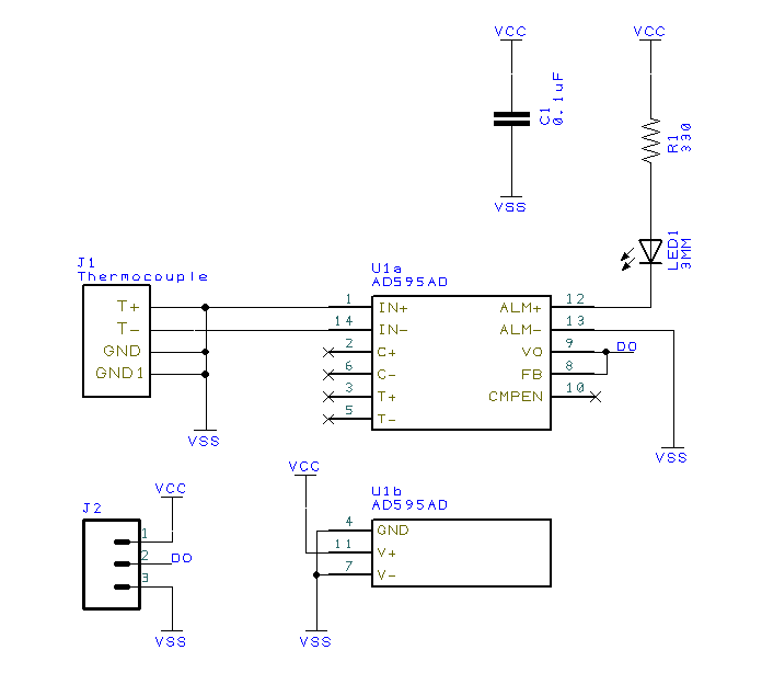 Hobbybotics AD595 Thermocouple Breakout V1.0 | Hobbybotics